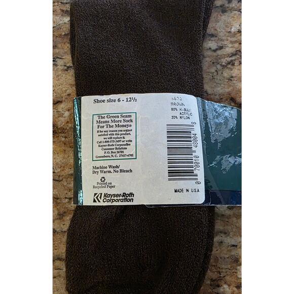 NEW Vtg Burlington Gold Cup Socks Green‎ Seam Crew Brown Sz 6-12 1/2 - Picture 2 of 2